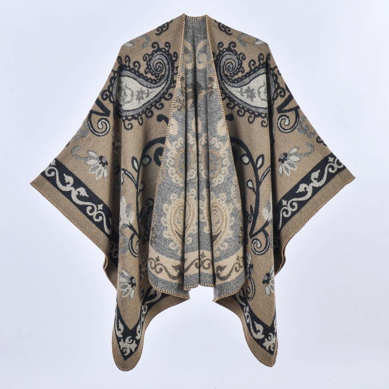 Autumn and Winter Retro Cashew Flower Thickened Shawl Street Cloak Scarf