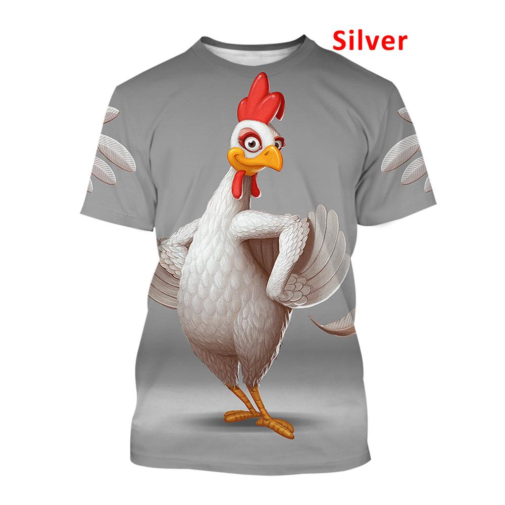 2025 Summer Fashion Graphic Chicken 3D Printing T-shirt Men's Short Sleeve Round Neck Unisex Funny Cool Chicken Tees Casual Tops