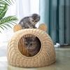 Cat Sleeping Bed Dog Nest Semi-Enclosed Washable Handmade Lightweight Round Pet for