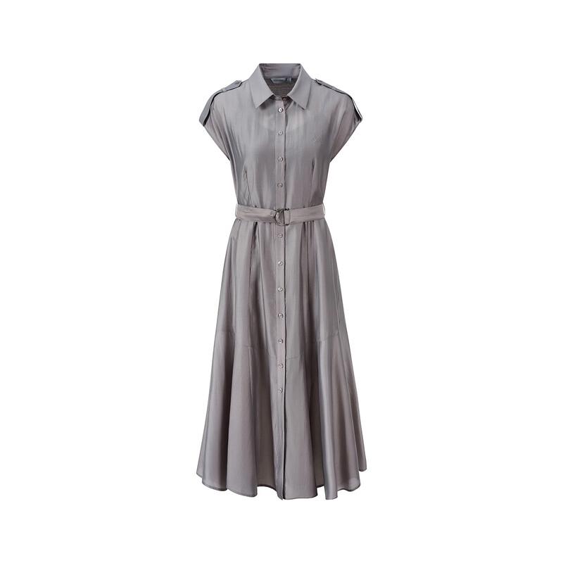 Giovanni Valentino Summer Sleeveless Lapel Waist-Cinching A-line Midi Dress