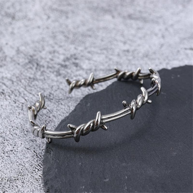 Unique Dark Gothic Thorn Punk Bracelet Stainless Steel Adjustable Closure for Men and Women Gift for Fashion Enthusiasts