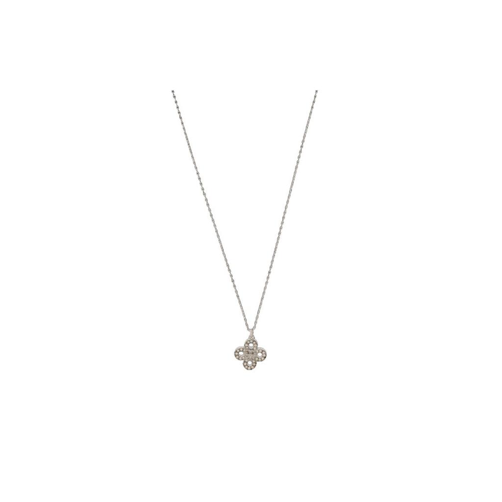 Tory Burch Clover Decoration Brass Crystal Cubic Zirconia Necklace Women necklace 155509-042
