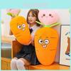 Creative Carrot Pillow Plush Toy With Embroidered Face For Kids And Girls