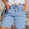 Pants For Women Casual Summer Solid Color Elastic High Waist Cotton And Linen Loose Pants Drawstring Pocket Mid Leg Pants