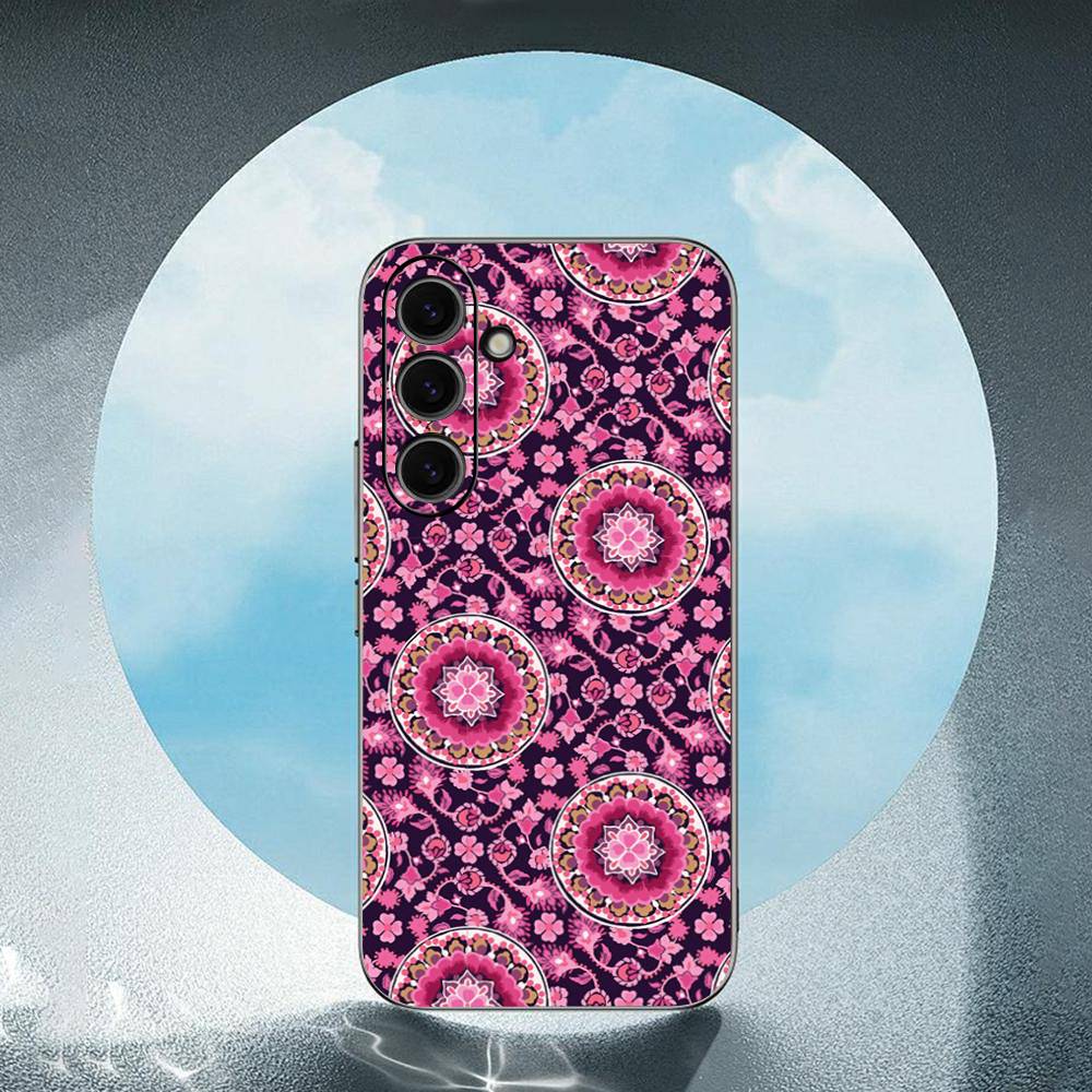 Mandala Flower Pattern Luxury Luxury Black Phone Case For Samsung Galaxy S23 S24 S25 Ultra S22 Plus S21