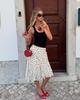 2025 Autumn/Winter European & American Ruffle Polka Dot Maxi Skirt for Women