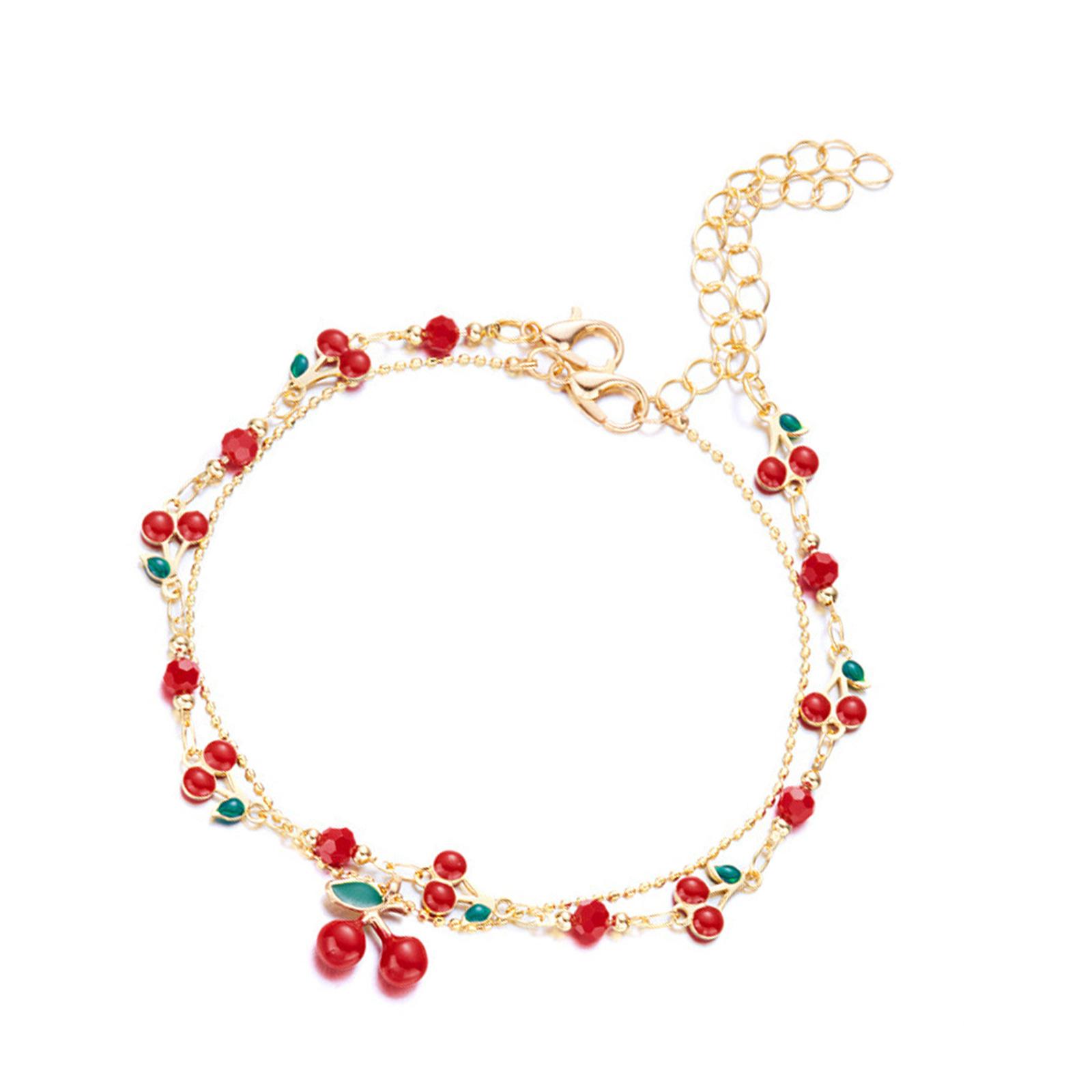 

Регулируемый вишневый браслет с кубическим цирконием и богемной кисточкой, сверкающее шейное украшение для женщин, девушек, подарок 2