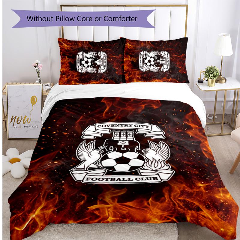 Set Lenzuola Stampato Coventry City Football 3 Pezzi, Comodo Set Copripiumino per Camera da Letto Amico della Pelle