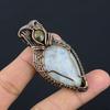 Moonstone & Labradorite 999 Copper Wire Wrapped Pendant, Handmade Gemstone Pendant, Gift For Mom Antique Jewelry