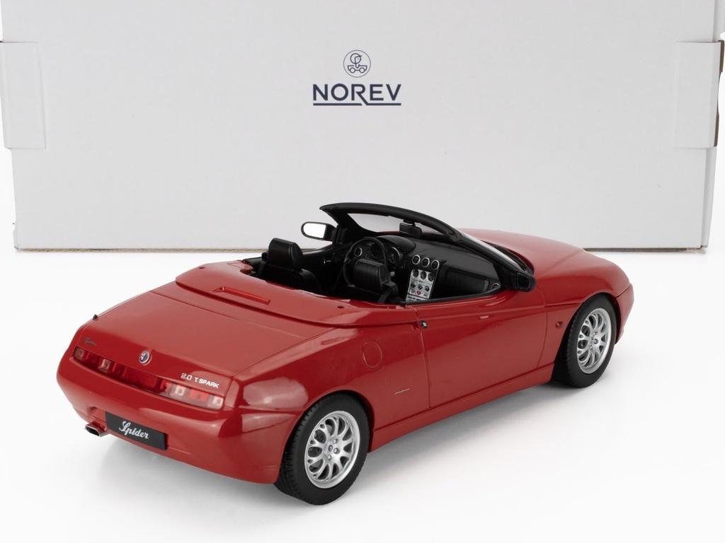 NOREV Scale Alfa Romeo Spider Twin Spark Cariolet 1999 Red Diecast Model Car 1/18 2.0 Soft-Top (Product Number 187852)