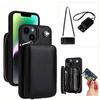 Crossbody Zipper Cards Solt Wallet Leather Book Case For iPhone 16 Pro Max 15 Plus 14 13 12 11 Long Lanyard Bag Detachable Cover