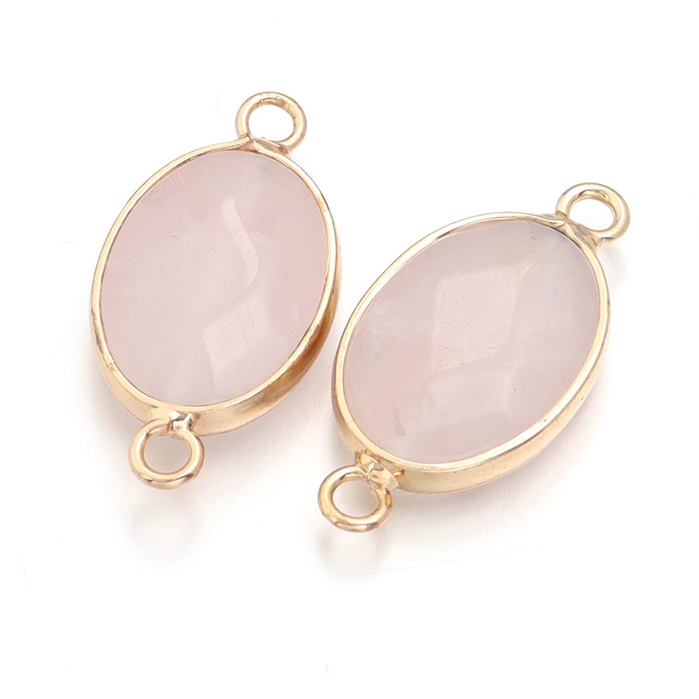2 Pcs Natural Stone Charms Gold Edge Oval Shape Pendant for Jewelry Making Accessories DIY Necklace Bracelet Earring Supplies