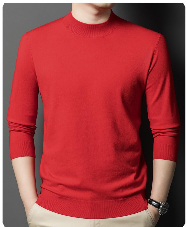 Pull en maille à manches longues et col semi-montant style coréen pour homme