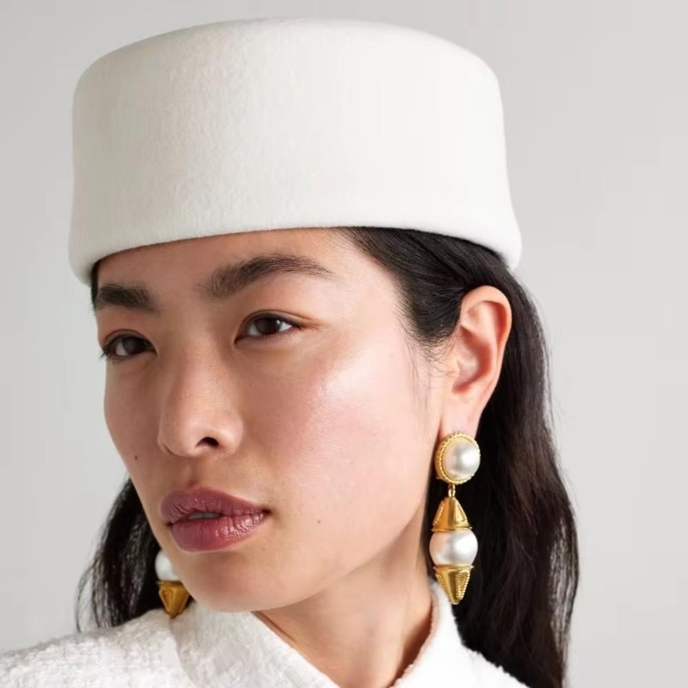 Hard Top Flat Top Hat Elegant Pillbox Hat Fashion Millinery Berets  for Party