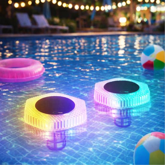 Solar Pool Ionizer with RGB LED Light Mineral-Based Chlorine Reducer Swimming Pool Lights for Reduces Chemical And Maintenance Costs