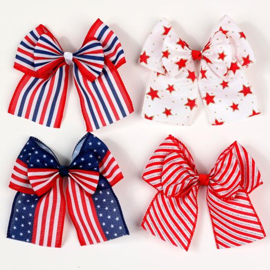 Patriotic Double-Layer Bow Hair Clip American Flag Patriotic Bows Independence Day Holiday Hair Accessory