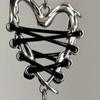 Edgy Necklace Black Rope Chain Gothic Heart Charm Pendant Neckwear Punk Jewelry Gift for Her