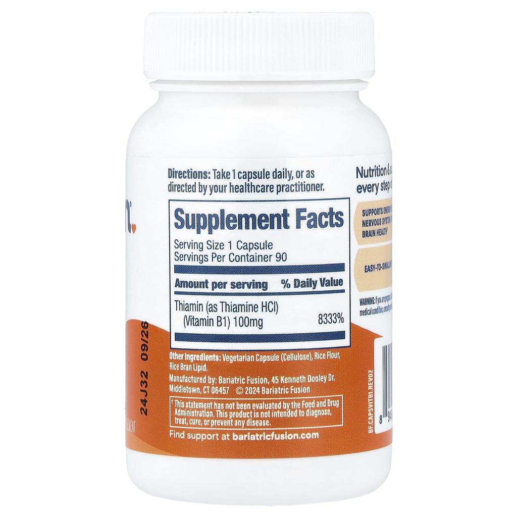 Vitamin B1, 90 Capsules (100 Mg Per Capsule)