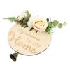 Farmhouse Sign Number Ornament Wooden Hanging Welcome Household Plaque Round Pendant
