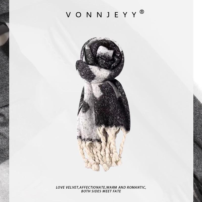 2024 Grauer Herren-Winterschal im koreanischen & japanischen Stil - Vielseitiger Studenten-Halswärmer & Schal