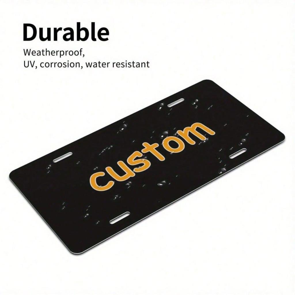 Custom Orange License Plate Frame, Personalized 2D Flat Car Tag Cover, Weatherproof Aluminum Front Exterior Accessory, Universal