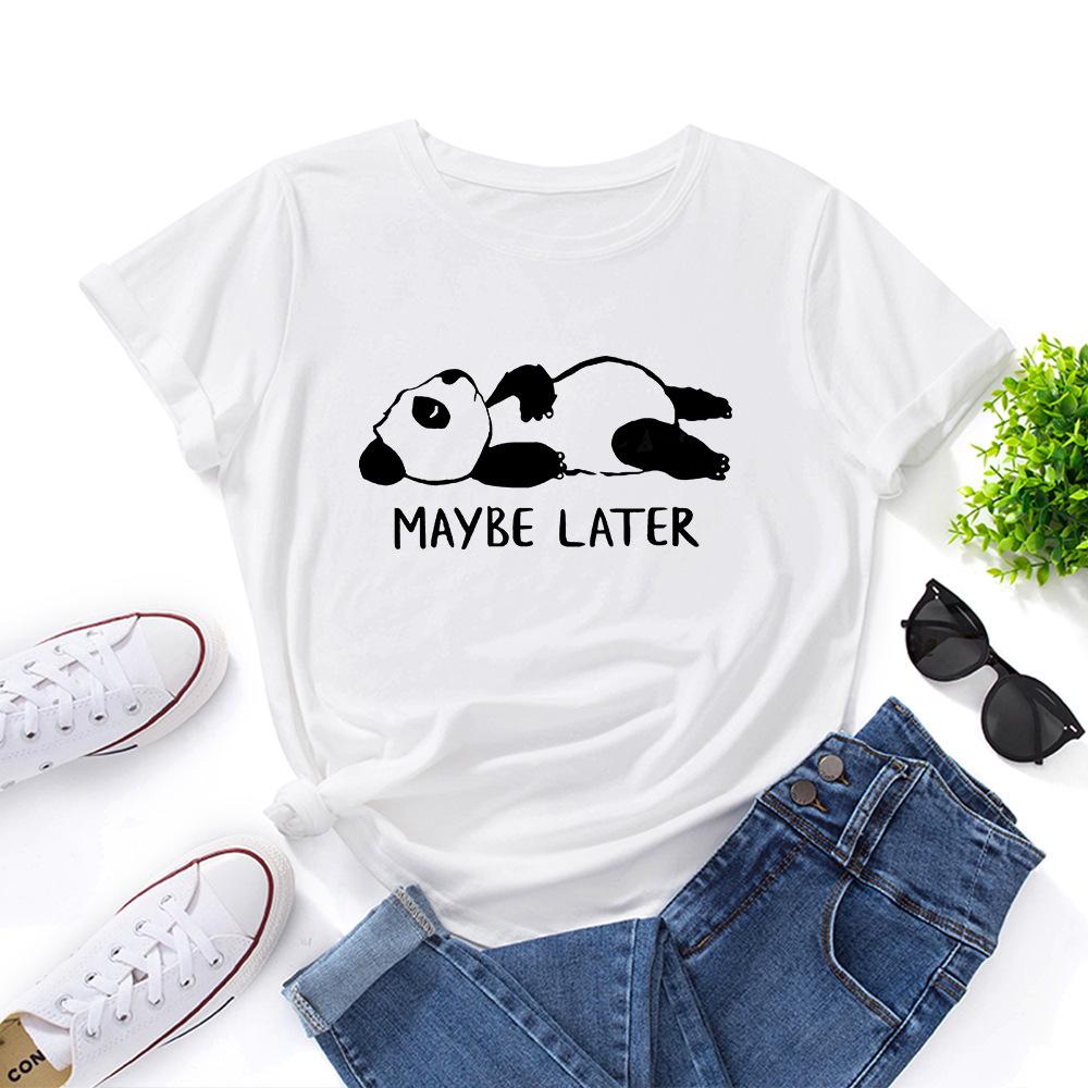 

Женские футболки с принтом ленивой панды, свободного кроя, с круглым вырезом и короткими рукавами S