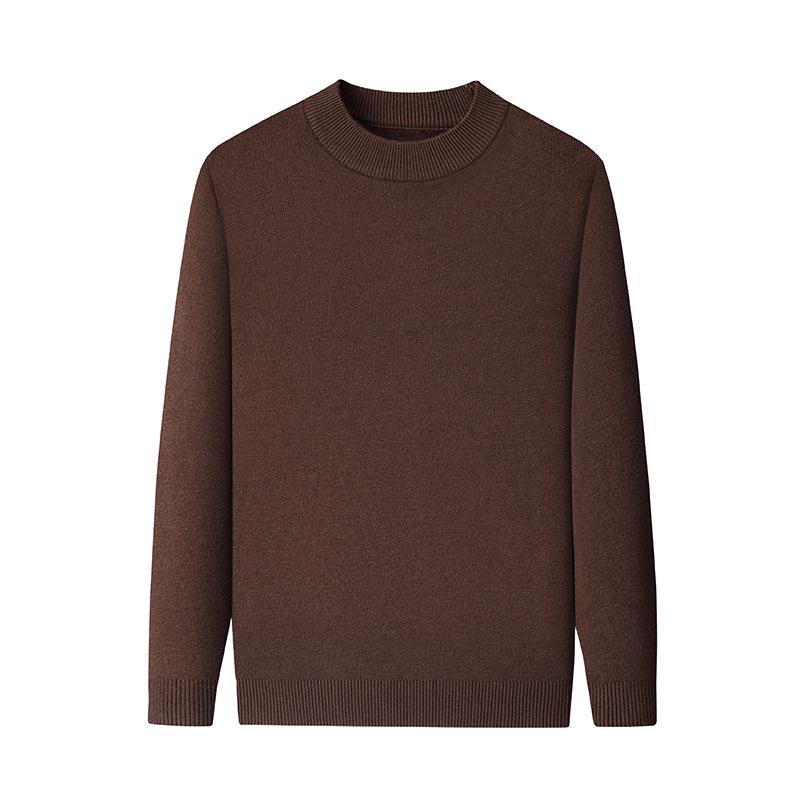 Men's Velvet Wool Sweater - 2024 Autumn/Winter Half-High Collar Luxury Style