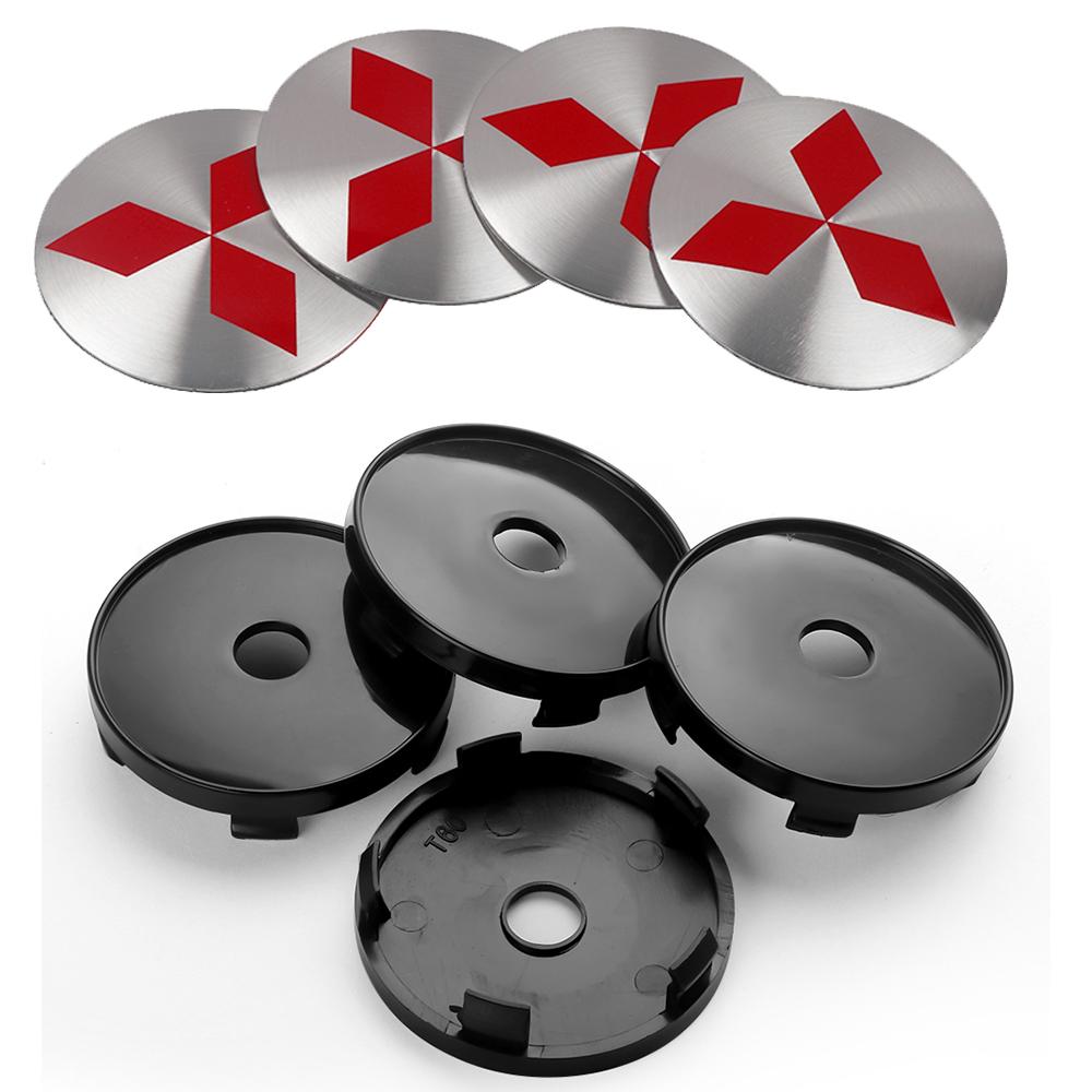 4PCS 56/60mm Car Styling Wheel Center Hub Caps Rim Cover Badge Emblem Sticker For Mitsubishi Lancer Asx Outlander 3 L200 Pajero