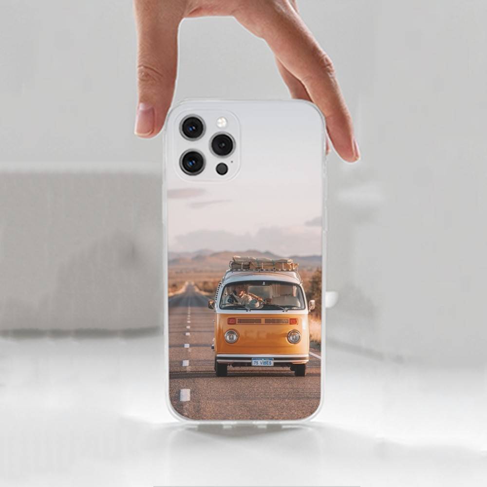 C-Combi Van Surf  Case For iPhone Max,13,XR,SE,12,15,Pro,17,Plus,11,14,16,X,XS,Mini Transparent Soft Cover