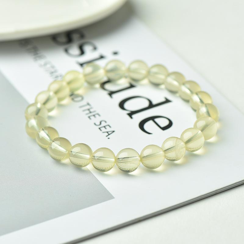 Natural Ice Sugar Yellow Crystal Round Bead Bracelet Old Mine Citrine Loose Bead Bracelet