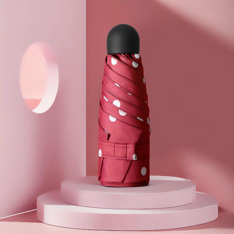 Nanjiao Polka Dot Mini 5-Fold Sun/Rain Umbrella