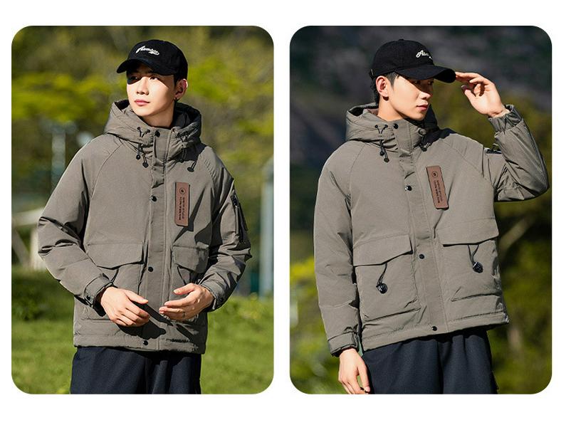 Men's American-Style Thickened Duck Down Hooded Winter Jacket - Trendy, Warm, Ski Outerwear for Couples
