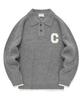 C Logo Collar Knit Melange Gray