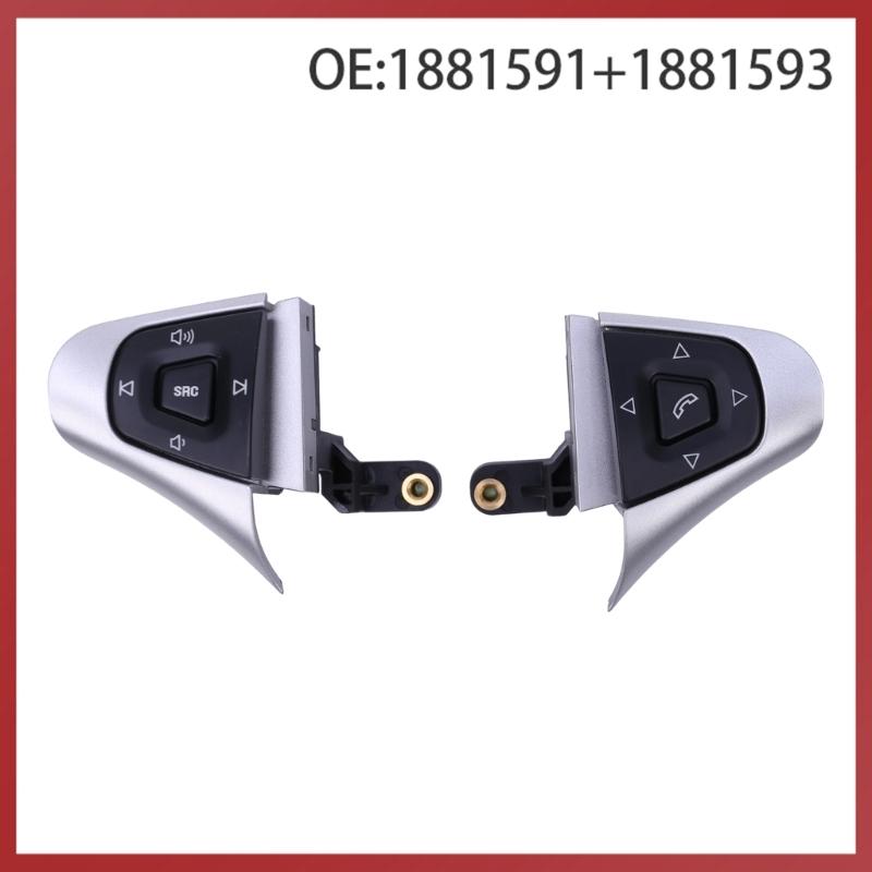 Left and Right Steering Wheel Button Assemblies, Part Numbers 1881591 and 1881593, with Visible Phone and Directional Button Icons for Comparison