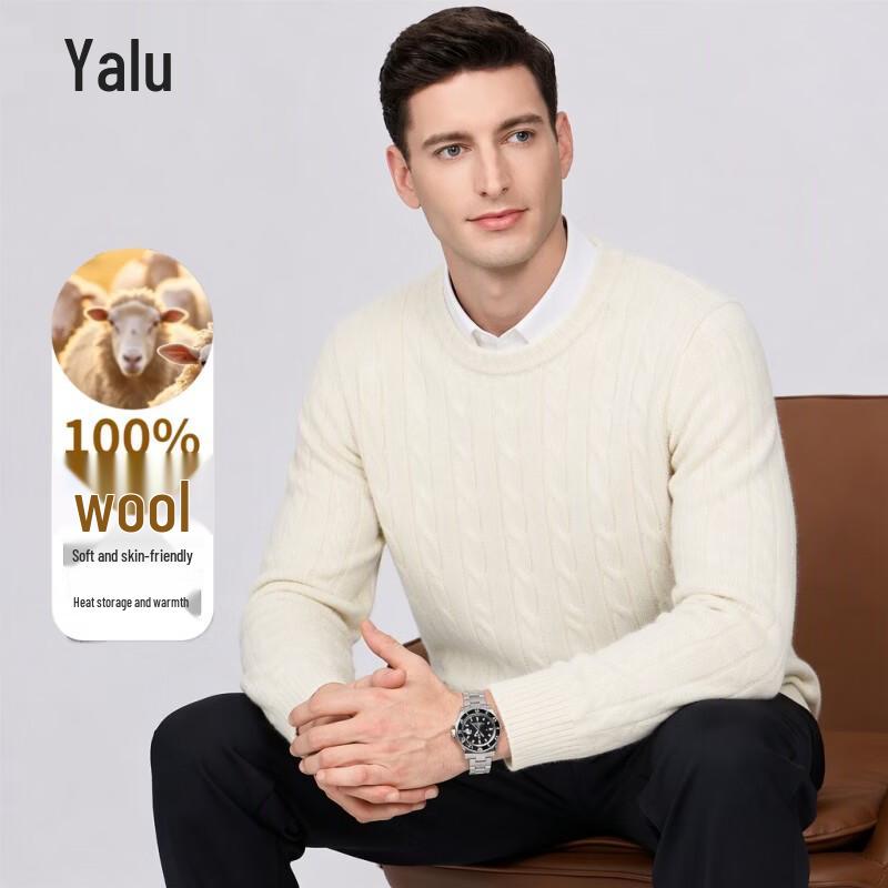 Yalu Men's Wool Thermal Crewneck Knit Sweater