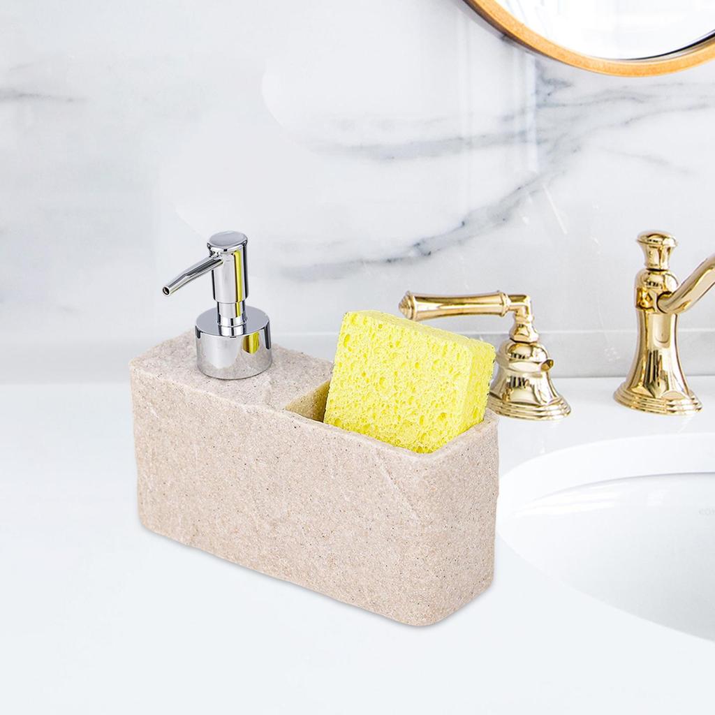 Soap Dispenser with Storage Compartment Multifunctional Pump Bottle Organizer Holder for Countertop,Dish Sponge and Brushes
