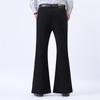 Men's Stretch Flare Trousers – Slim Fit Bootcut Design, Business Casual Style, Black, with Belt & Pockets, Comfortable All-Day Wear