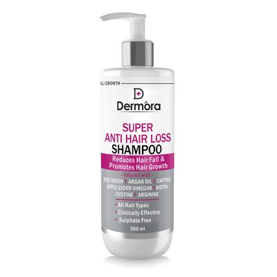 DERMORA Super Anti Hair Loss Shampoo, Sulfate & Paraben Free, With Caffeine, Red Onion, Argan Oil, Apple Cider Vinegar, For Hair Fall Control & Grow