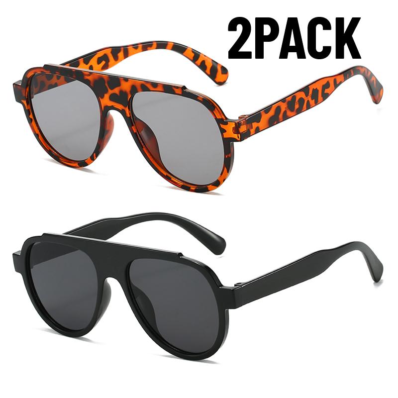 2PACK New Fashion Men Women Sunglasses Large Frame Retro Glasses Uv Protection for Outdoor Travel Eyewear Mountaineering Glasses