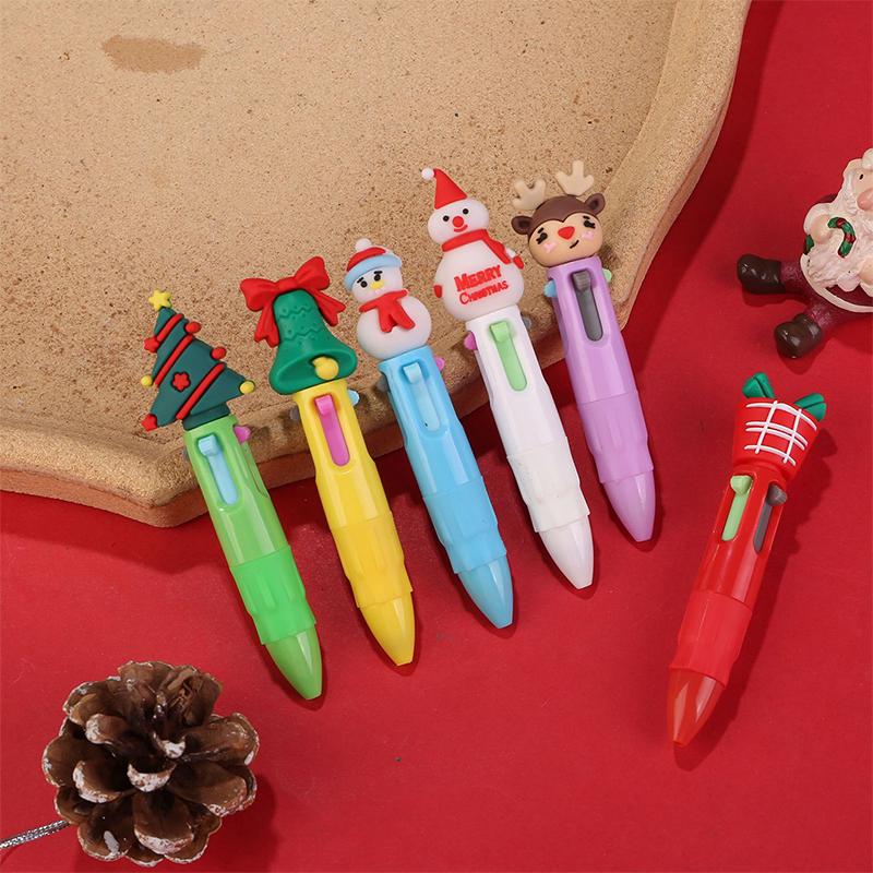 10 Adet Noel Dört Renkli Tükenmez Kalem Sevimli Geyik Noel Baba Mini Jel Kalem El Kitabı Kalemi Öğrenci Ödülü Hediye