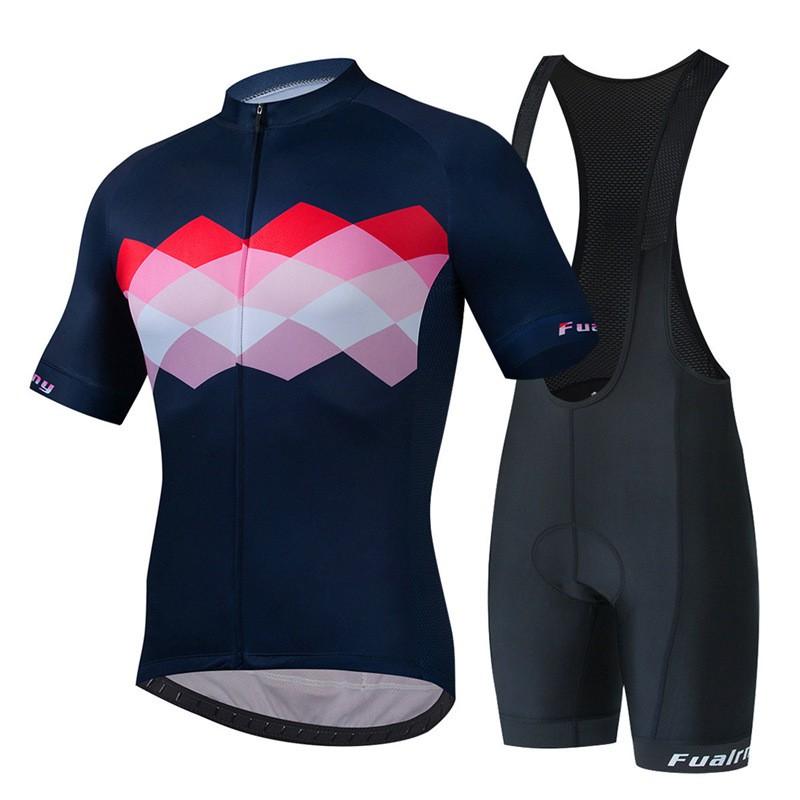 Mens Mountain Bike Cycling Jersey Bib Shorts Set Breathable Quick-Dry Sportswear Outdoor Riding