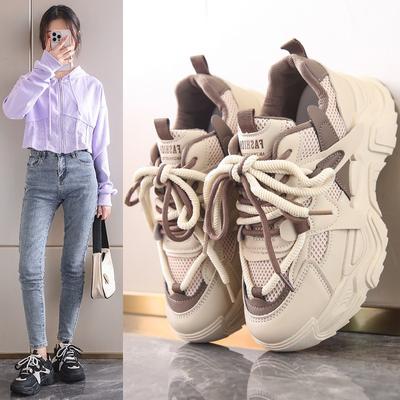 Luxe 2024 Saison Printemps et Automne Nouvelle Mode Songcake Semelle Épaisse Lacets Peu Profonds Chaussures Décontractées Respirantes Chaussures de Sport pour Femmes