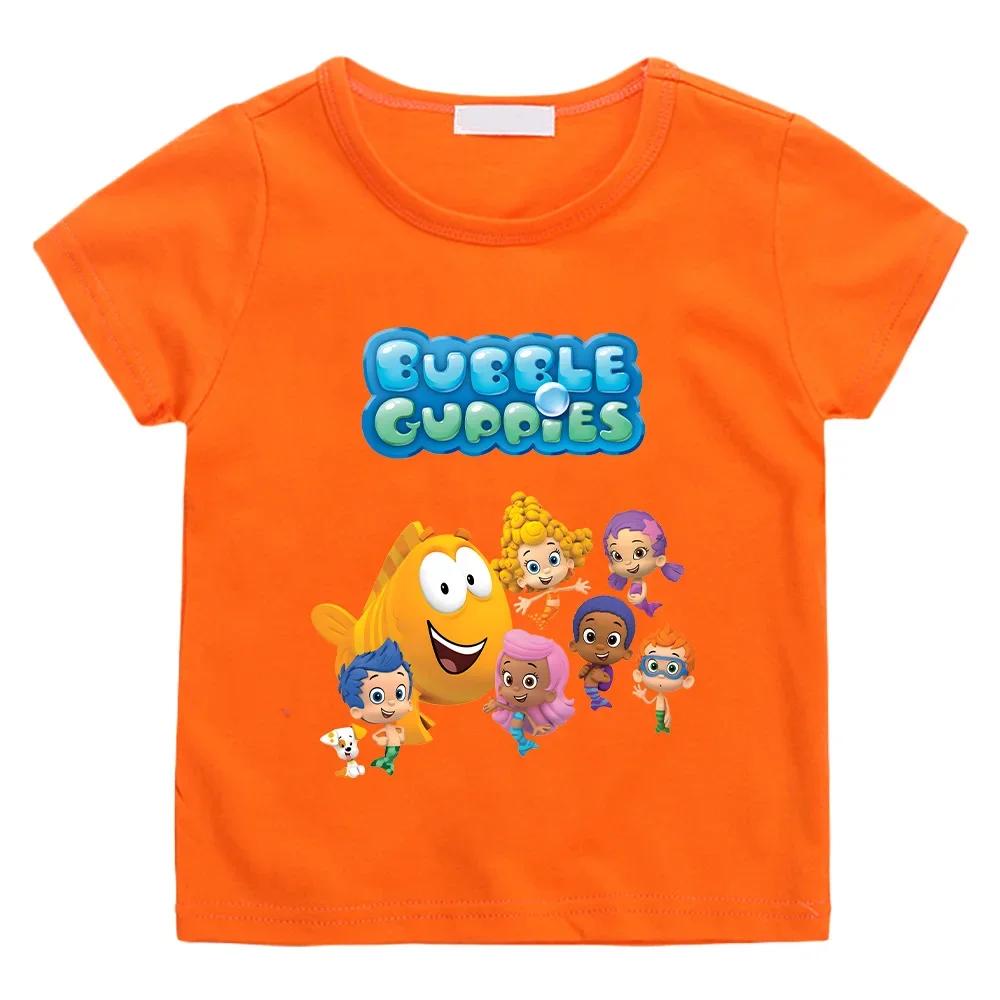 Bubble Guppies T-shirts Children's Cotton Tshirts Boys Girls Tees Kawaii Kids Tshirt Short Sleeve Top Funny Fashion Tees Clothes