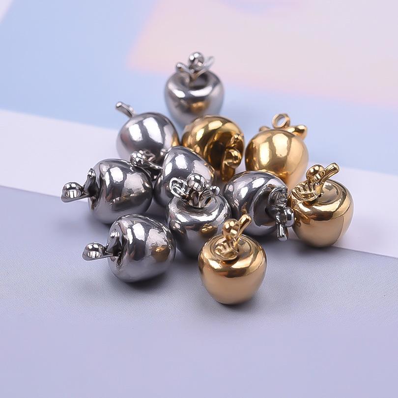 2pcs Fashion Apple Charms In Bulk Stereoscopic Fruit Pendants Stainless Steel Charms For Jewelry Making Supplies DIY Accessories