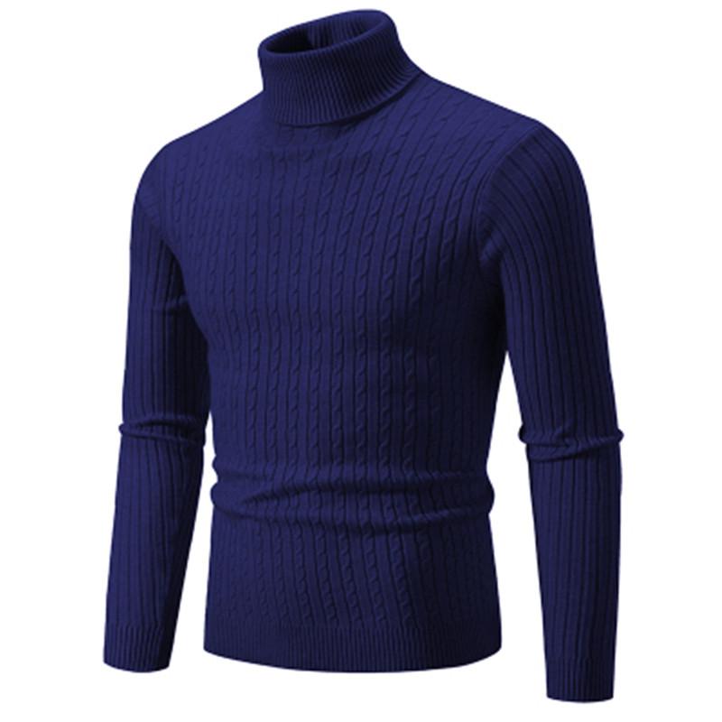 Slim Fit Turtleneck Sweater Men Autumn Winter Fashion Knitted Pullovers Mens Solid Color Warm Turtleneck Knitwear Pullover Man