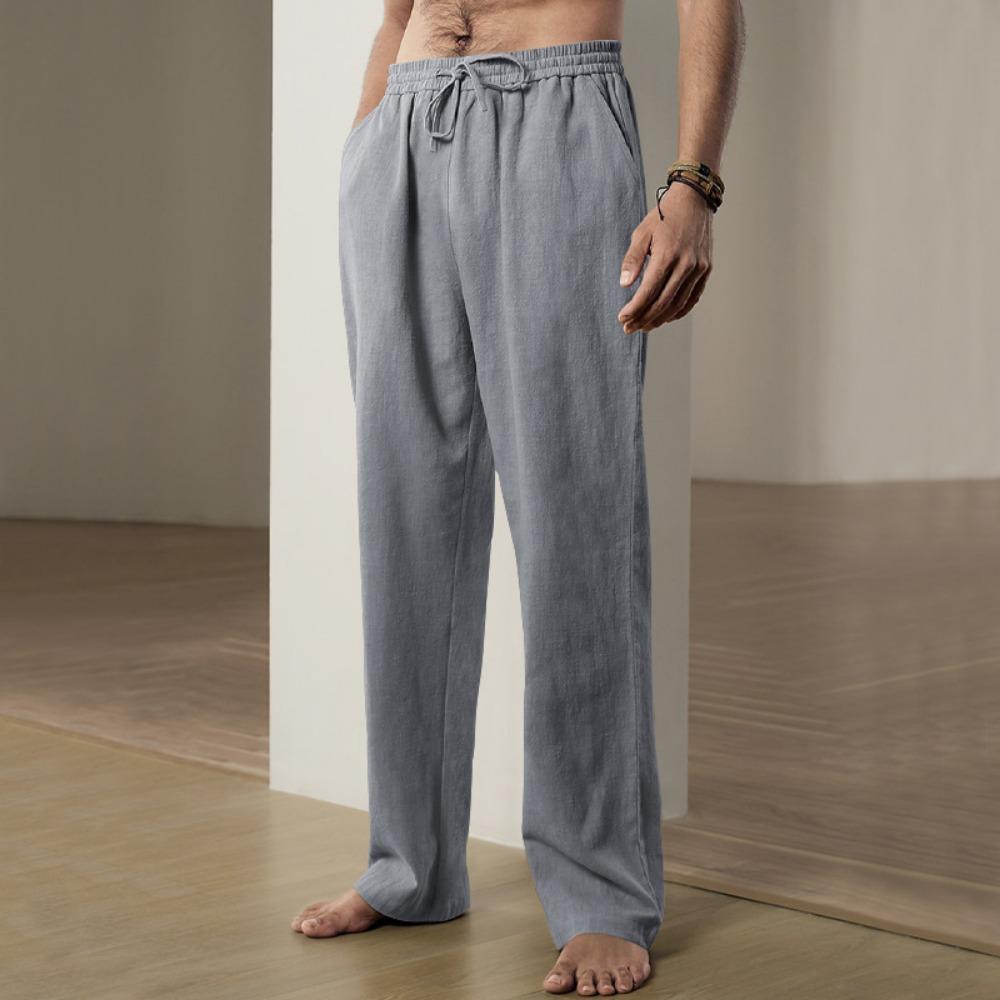 Summer Men's Hip-hop Linen Pants Lightweight Breathable Casual Jogging Pocket Loose Fit Street Wear Gym Travel Wear