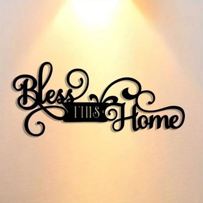 Bless This Home Metal Wall Art Abstract Minimalist Style Christmas Halloween Decor Gift