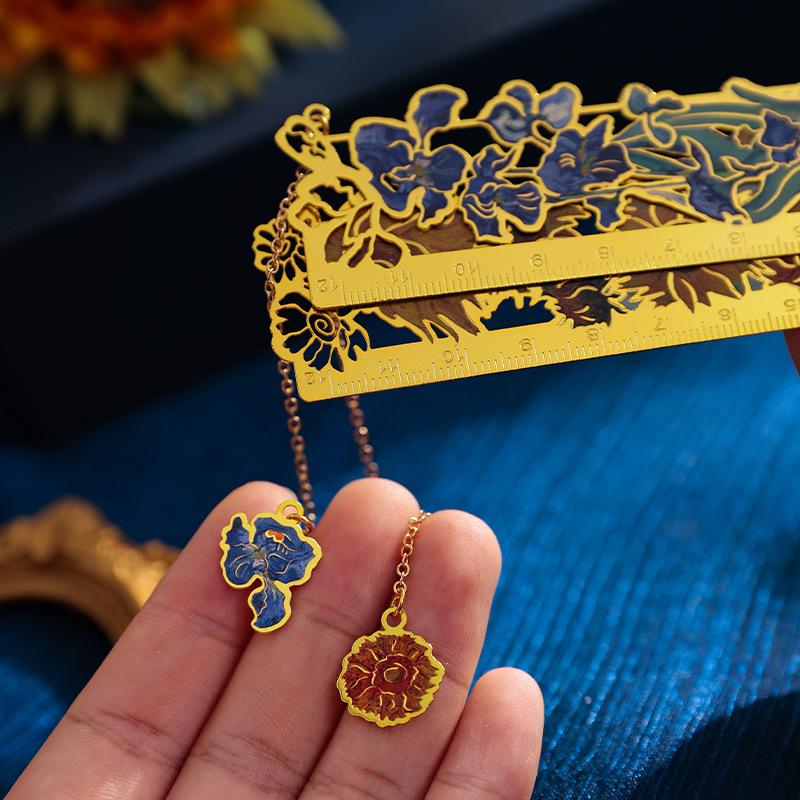 Chinese Style Inspirational Metal Bookmark Ruler - Portable Gift for Students & Teachers