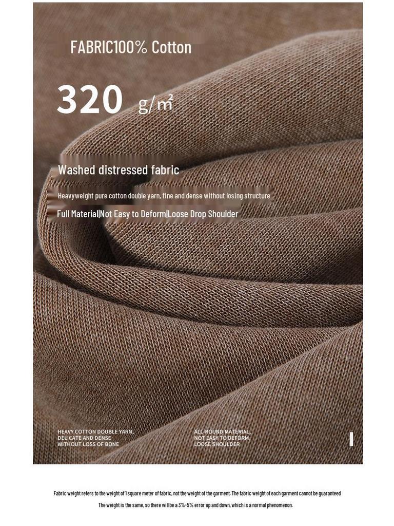 350g Vintage Washed Men's Hoodie - EU Size, Drop Shoulder, Solid Color, Thickened, Heavyweight