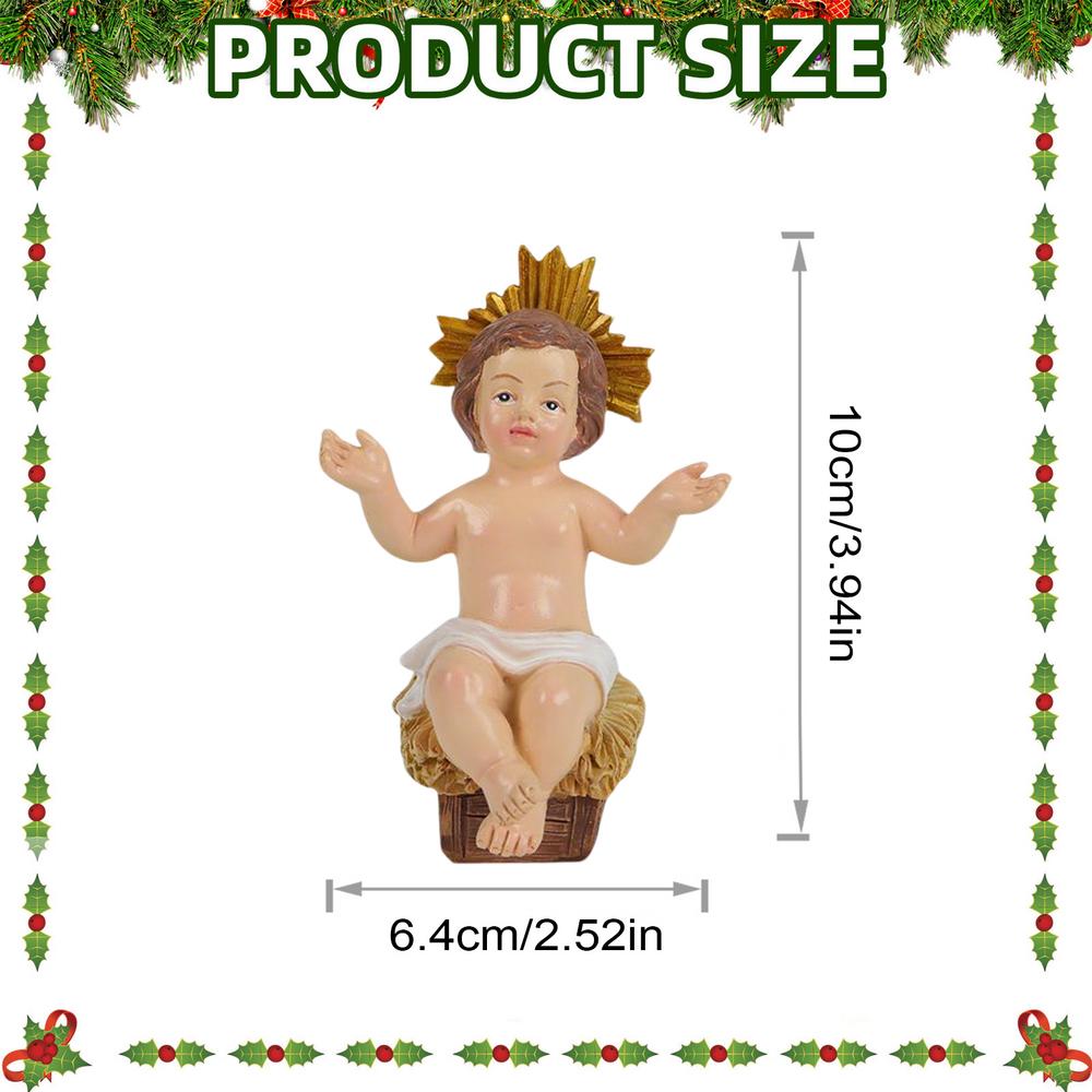 Baby Jesus Figurine Resin Baby Jesus Manger Statue Christian Holiday Ornament Statue Figurines Miniatures Decorations For